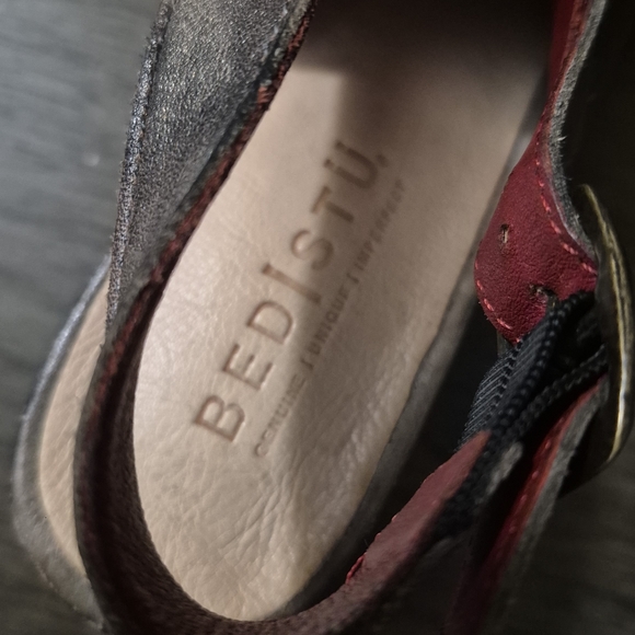 Dark Brown Distressed Leather Chunky Heel Sandle Size 8.5 - Picture 4 of 10